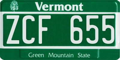VT license plate ZCF655