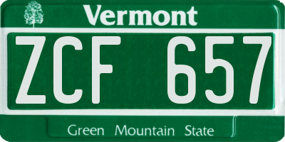 VT license plate ZCF657