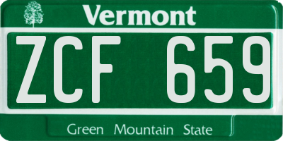 VT license plate ZCF659