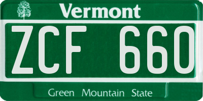 VT license plate ZCF660