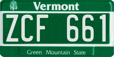 VT license plate ZCF661
