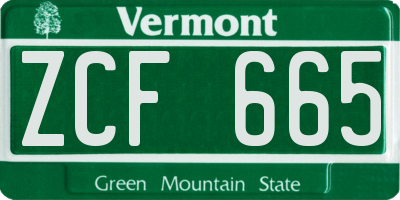 VT license plate ZCF665