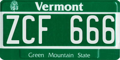 VT license plate ZCF666