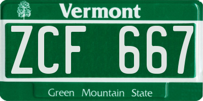 VT license plate ZCF667