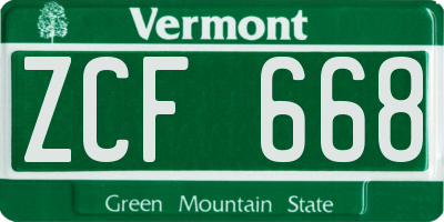 VT license plate ZCF668