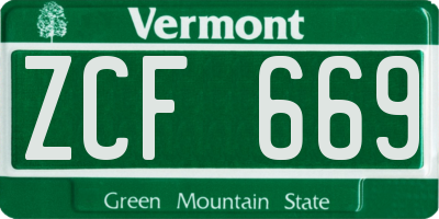 VT license plate ZCF669