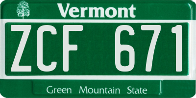 VT license plate ZCF671