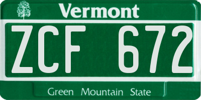 VT license plate ZCF672