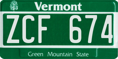 VT license plate ZCF674