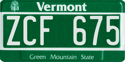 VT license plate ZCF675