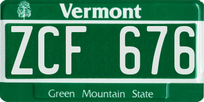 VT license plate ZCF676