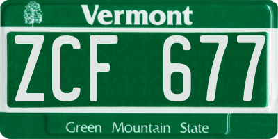 VT license plate ZCF677