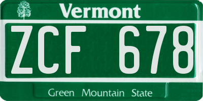 VT license plate ZCF678