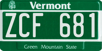 VT license plate ZCF681