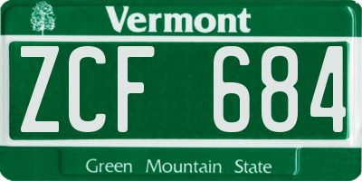 VT license plate ZCF684