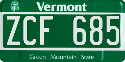 VT license plate ZCF685