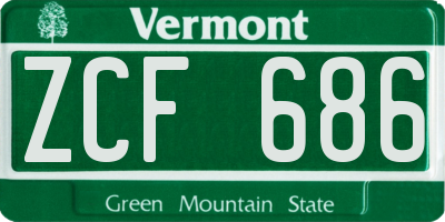 VT license plate ZCF686