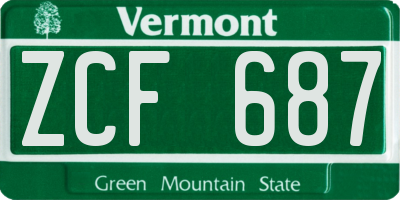 VT license plate ZCF687