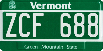 VT license plate ZCF688