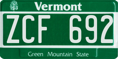 VT license plate ZCF692