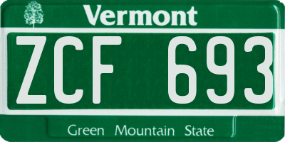 VT license plate ZCF693