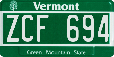 VT license plate ZCF694
