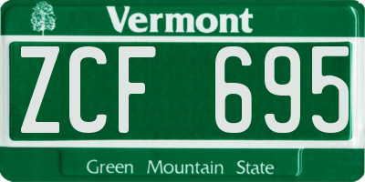 VT license plate ZCF695