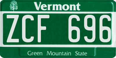 VT license plate ZCF696