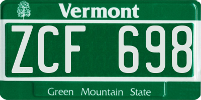 VT license plate ZCF698