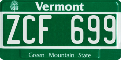 VT license plate ZCF699