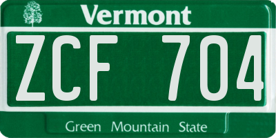 VT license plate ZCF704