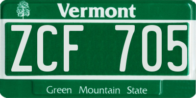 VT license plate ZCF705