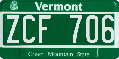 VT license plate ZCF706