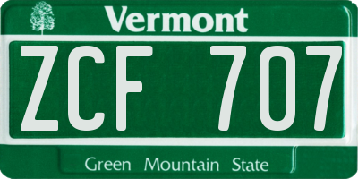 VT license plate ZCF707