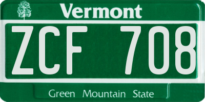 VT license plate ZCF708