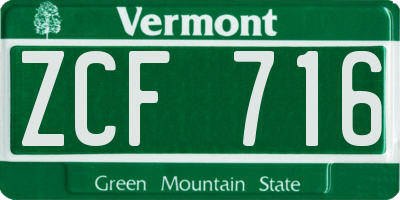 VT license plate ZCF716