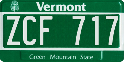 VT license plate ZCF717