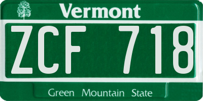 VT license plate ZCF718