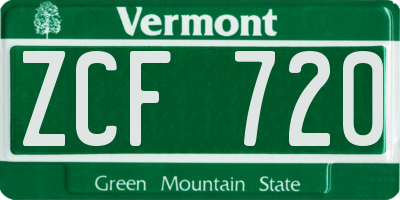 VT license plate ZCF720