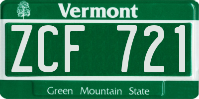 VT license plate ZCF721