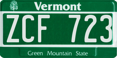 VT license plate ZCF723