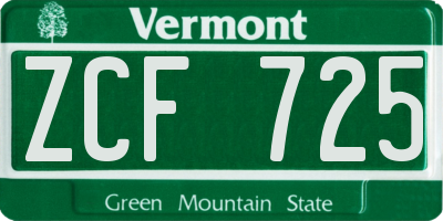 VT license plate ZCF725