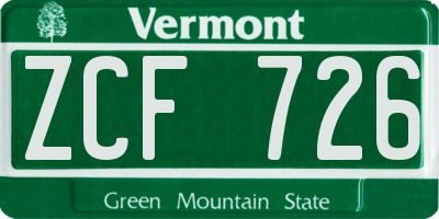 VT license plate ZCF726
