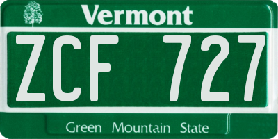 VT license plate ZCF727