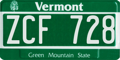 VT license plate ZCF728