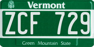 VT license plate ZCF729