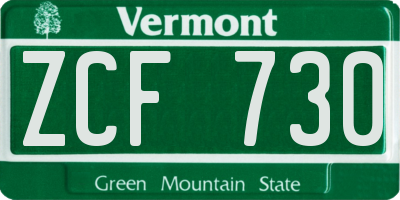 VT license plate ZCF730