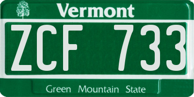 VT license plate ZCF733