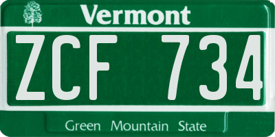 VT license plate ZCF734