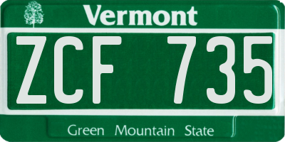 VT license plate ZCF735